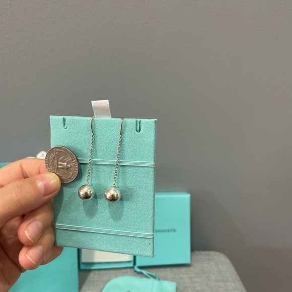 Tiffany & Co. Sterling Silver 925 10mm Hardware Ball Hook Dangle Drop Earrings - Picture 3 of 14